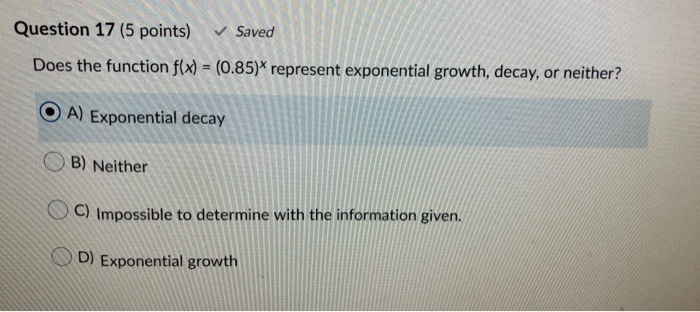 Solved Question 17 (5 points) Saved Does the function f(x) = | Chegg.com