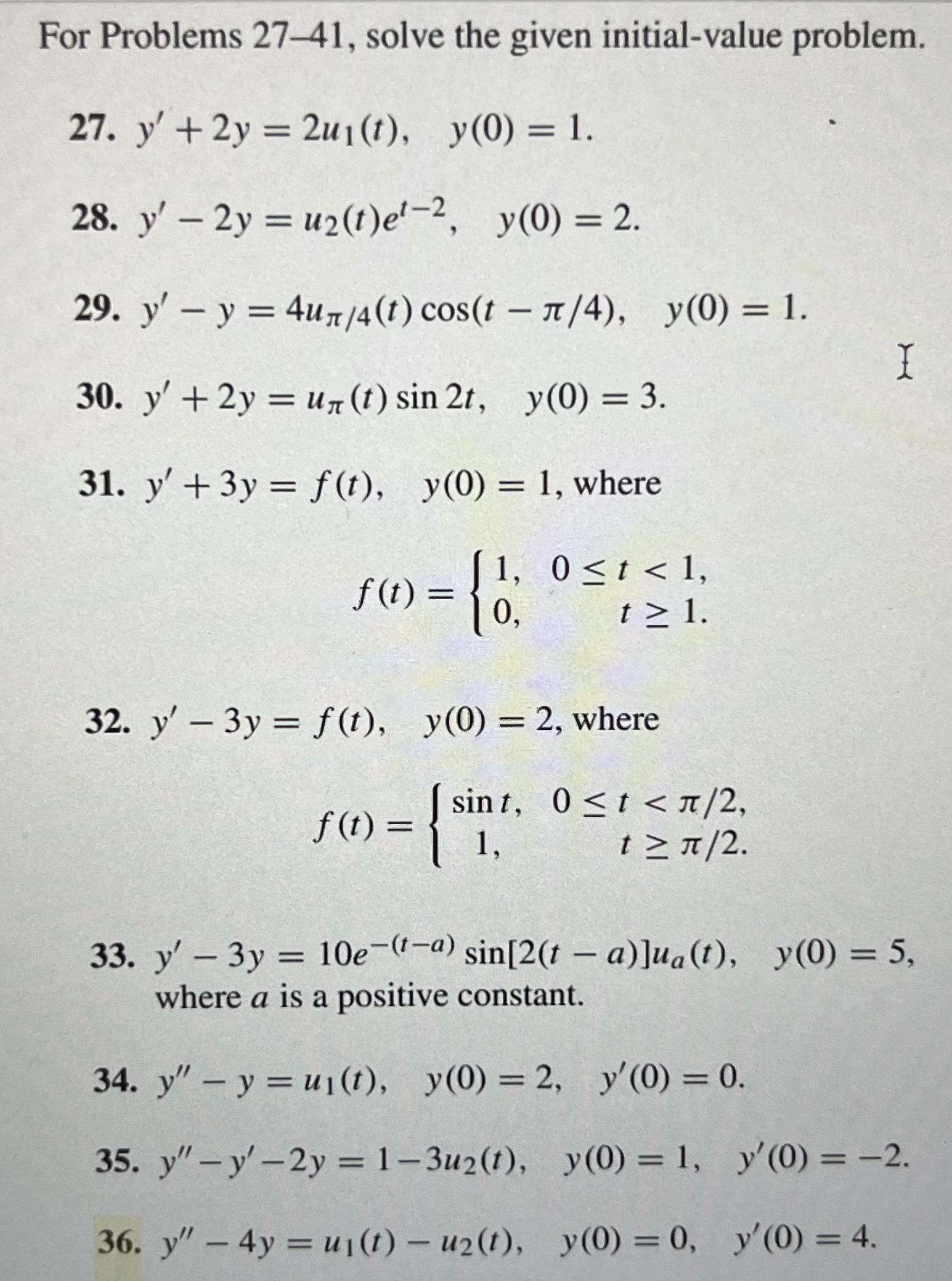 Solved For Problems 27-41, ﻿solve the given initial-value | Chegg.com
