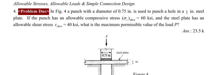 Solved Allowable Stresses, Allowable Loads \& Simple | Chegg.com