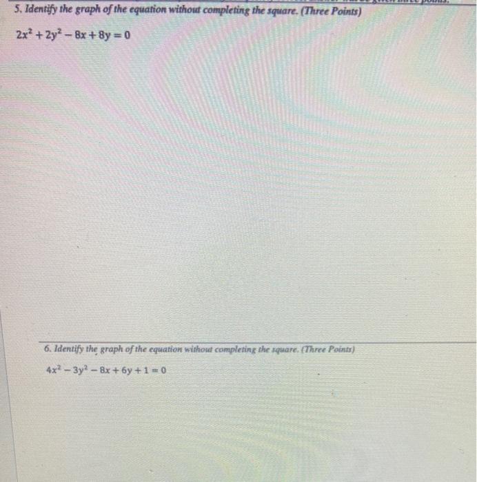 Solved 5. Identify the graph of the equation without | Chegg.com