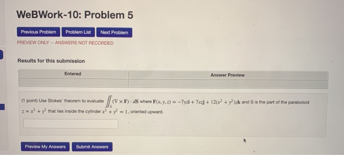 Solved WebWork-10: Problem 5 Previous Problem Problem List | Chegg.com