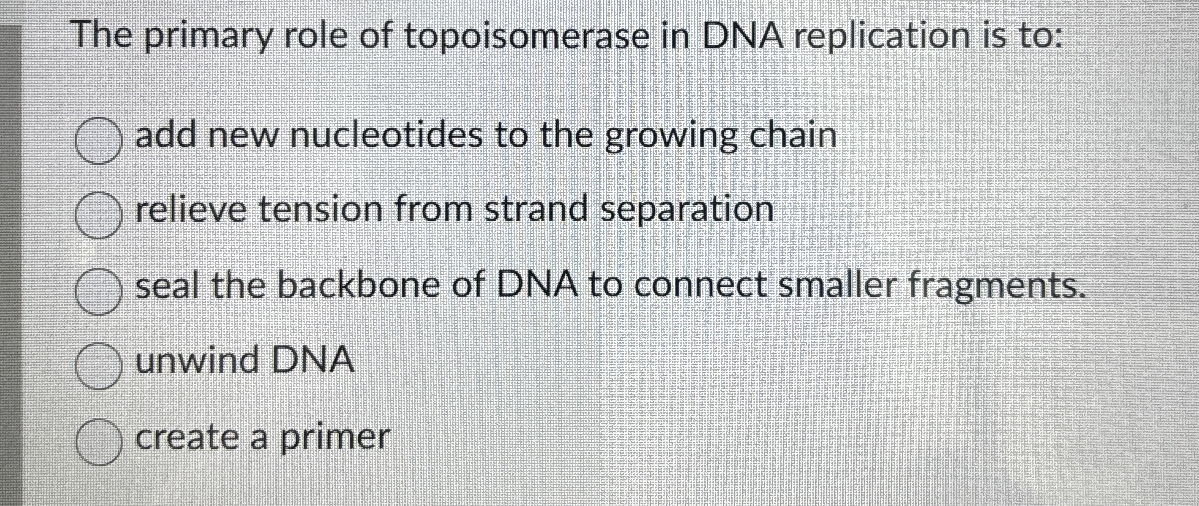 Solved The primary role of topoisomerase in DNA replication
