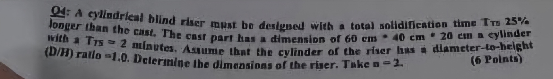 Solved Q4: A cylladicet blind riser must bo derigued with a | Chegg.com