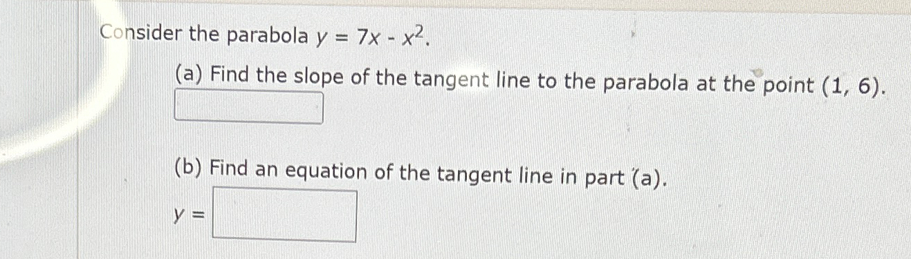 tangent to the parabola y x 2 6 at 1 7