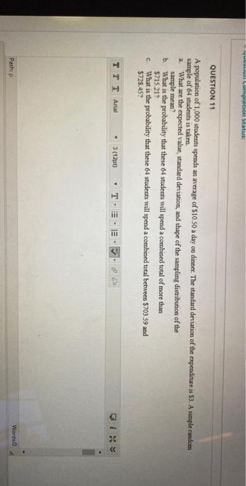Solved - completion Status QUESTION 11 a b A population of | Chegg.com