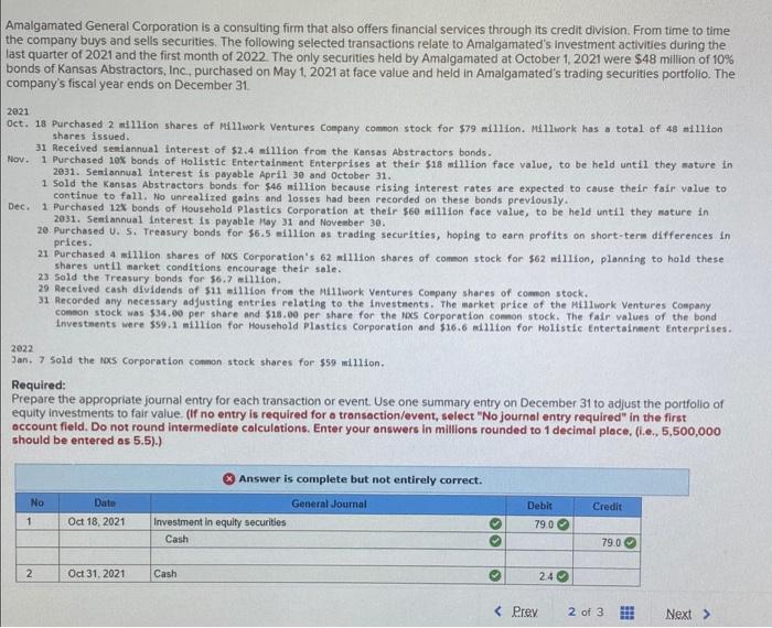 Solved Amalgamated General Corporation is a consulting firm