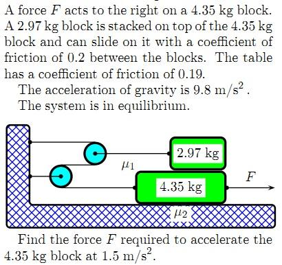Solved A force F acts to the right on a 4.35 kg block. A | Chegg.com