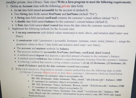 Solved (modifier private, Java Library. Date class) Write a | Chegg.com