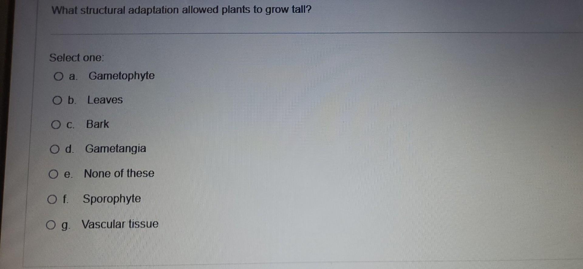 Solved What structural adaptation allowed plants to grow