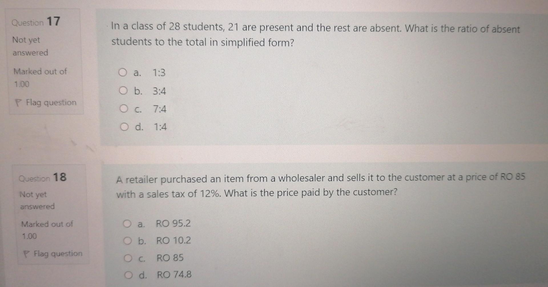 Solved Question 17 In a class of 28 students, 21 are present | Chegg.com