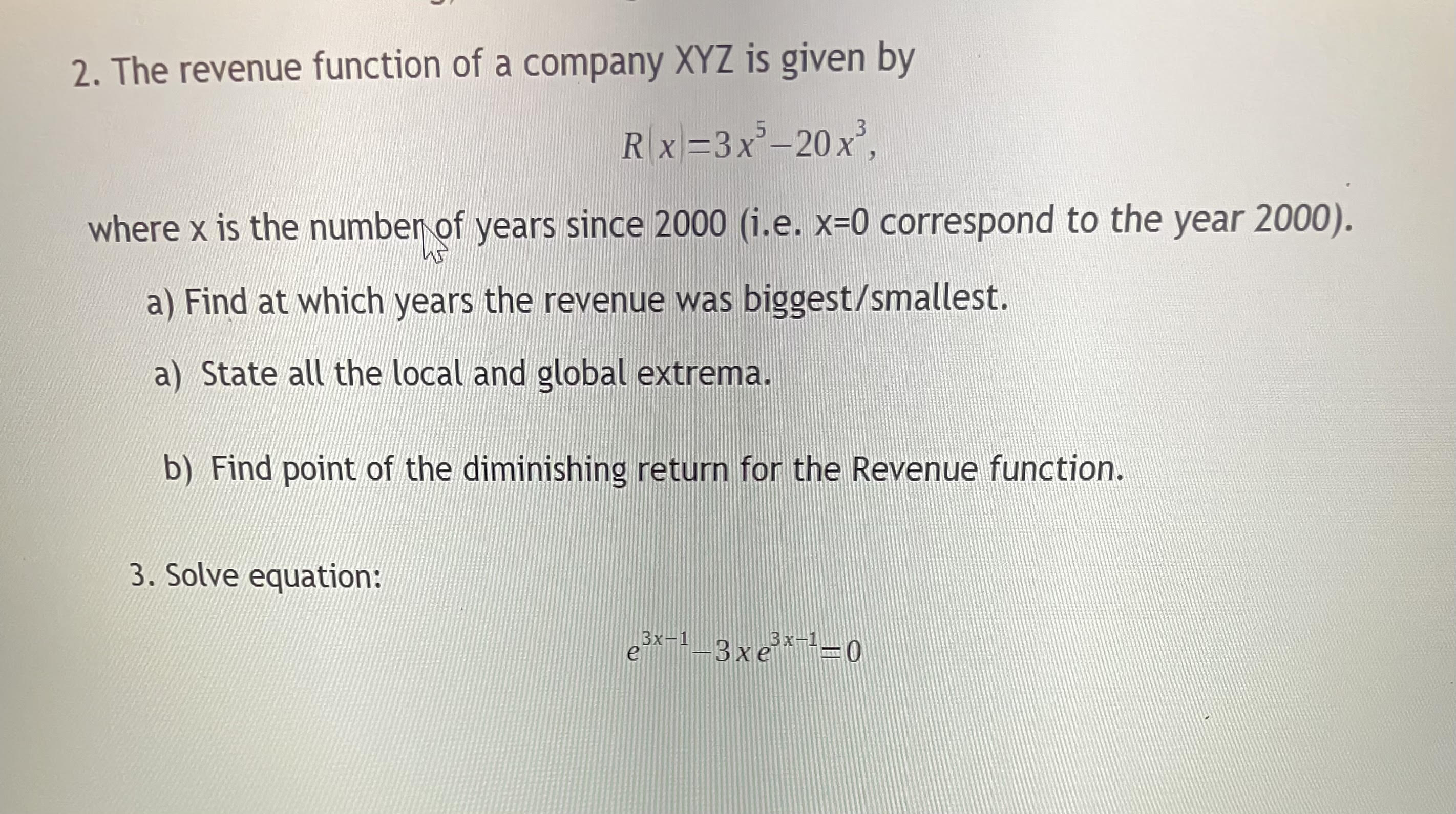 Solved question 4 ﻿part 2 ﻿The revenue function of a company | Chegg.com