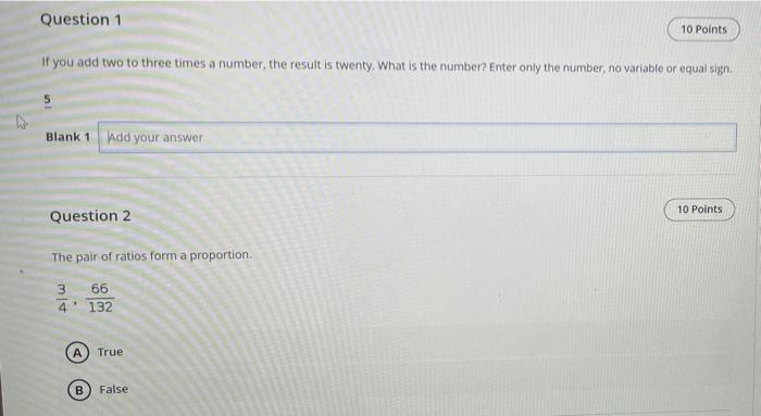 Solved Question 1 10 Points If you add two to three times a | Chegg.com