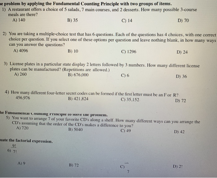 Solved ne problem by applying the Fundamental Counting | Chegg.com