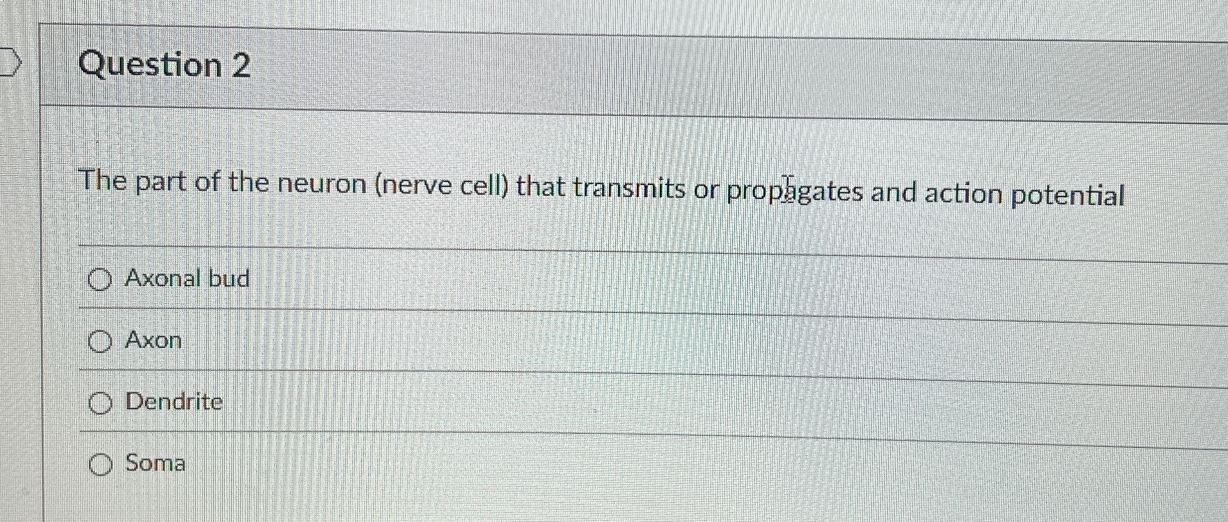 Solved Question 2The part of the neuron (nerve cell) ﻿that | Chegg.com