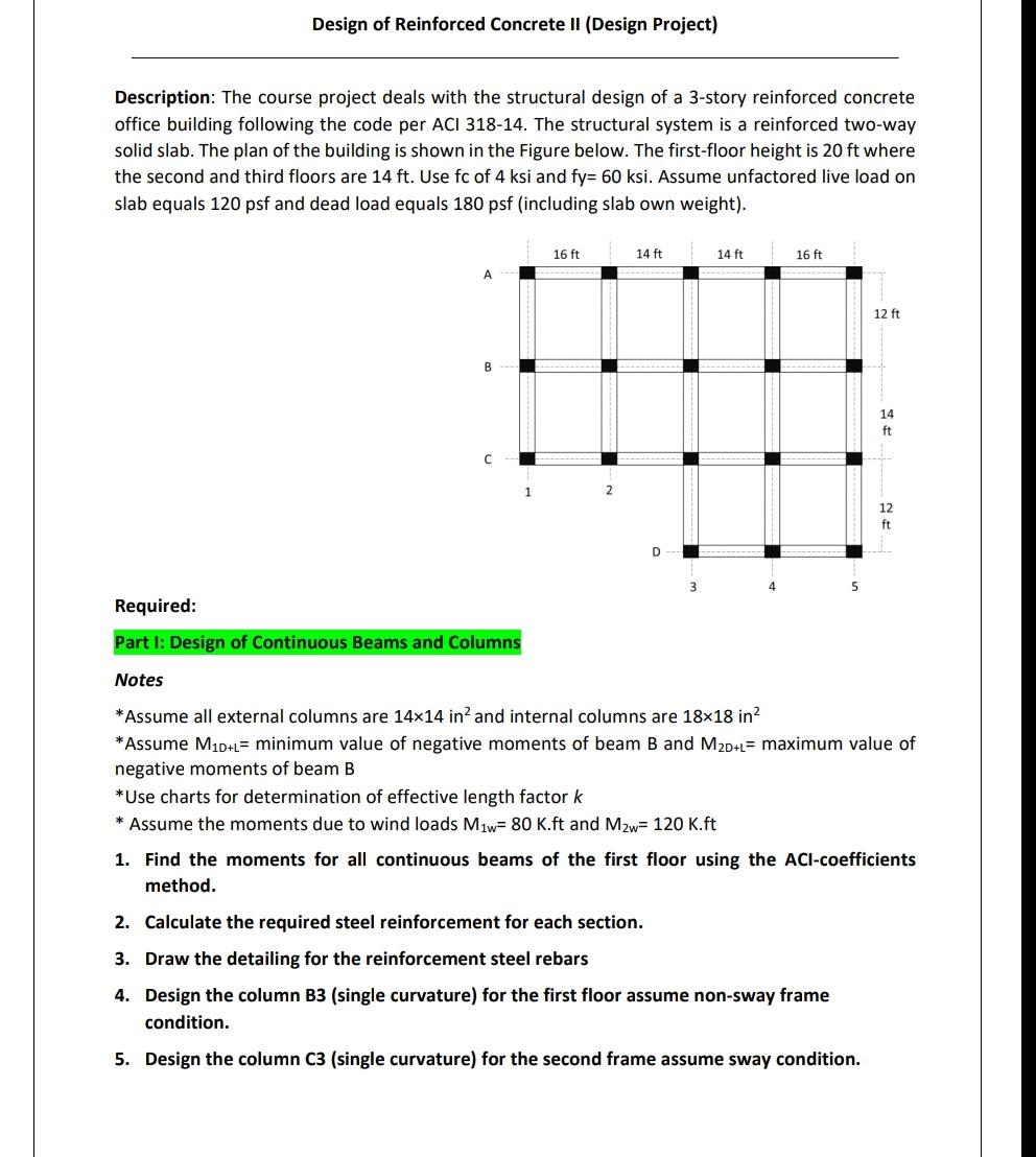 Solved Design of Reinforced Concrete II (Design Project) | Chegg.com
