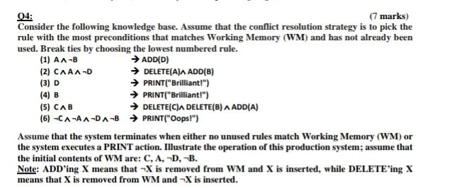 Solved 04: (7 Marks) Consider The Following Knowledge Base. | Chegg.com