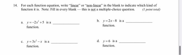 Solved 14. For each function equation, write 