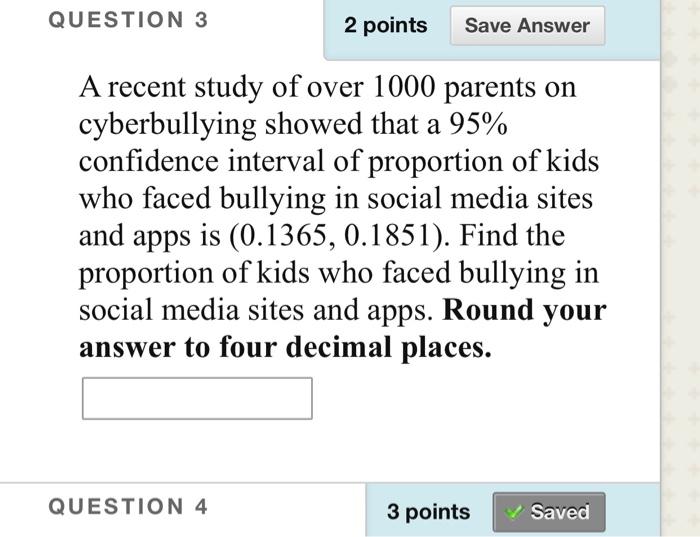 Solved QUESTION 3 2 points Save Answer a A recent study of | Chegg.com