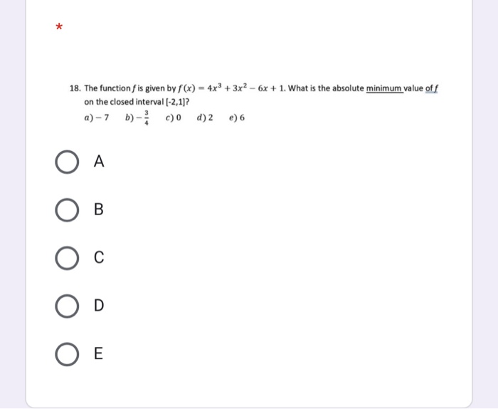 Solved 18. The function fis given by f(x) = 4x3 + 3x2 - 6x + | Chegg.com