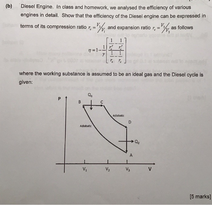 Solved (b) Diesel Engine. In Class And Homework, We Analysed | Chegg.com