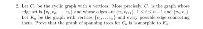 Solved 2. Let Cr be the cyclic graph with n vertices. More | Chegg.com