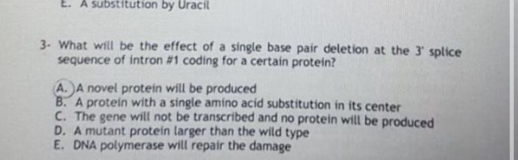 3. ﻿What will be the effect of a single base pair | Chegg.com