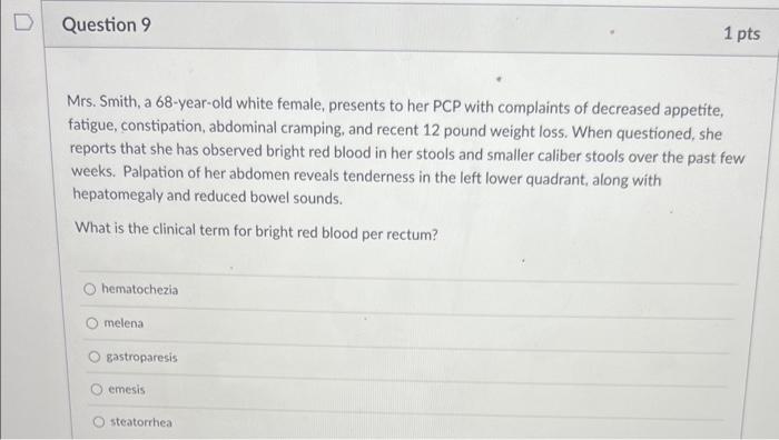 Solved Mrs. Smith, a 68-year-old white female, presents to | Chegg.com