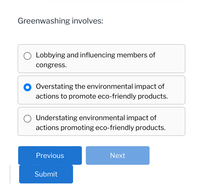 Solved Greenwashing involvesLobbying and influencing