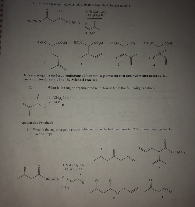 Solved 1. What is the major organic product obtained from | Chegg.com