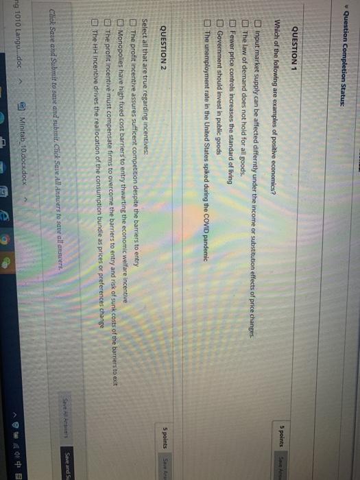 Solved Question Completion Status: QUESTION 1 5 points the | Chegg.com