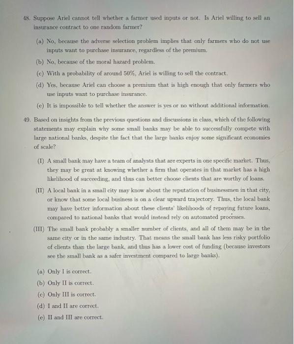 Solved LONG QUESTION 2 -INSURANCE AND MARKET FAILURES (items | Chegg.com