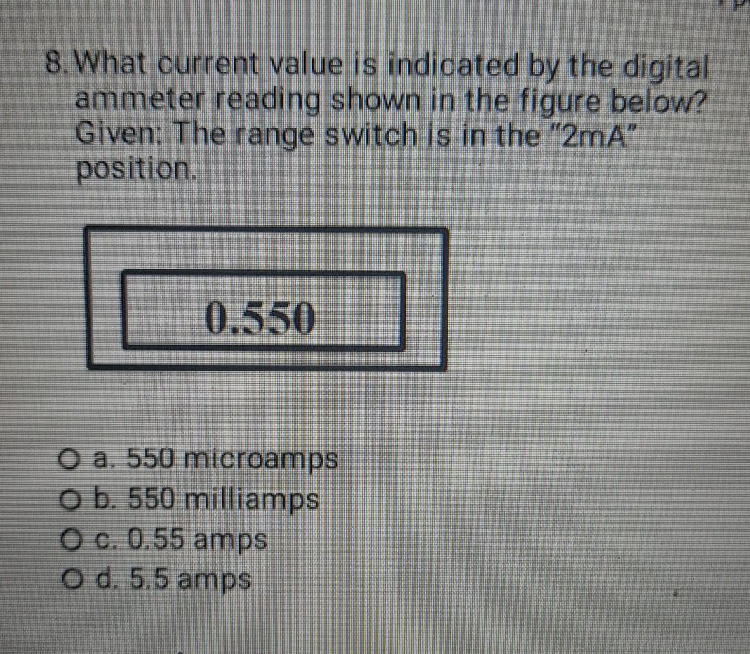 Solved What current value is indicated by the digital