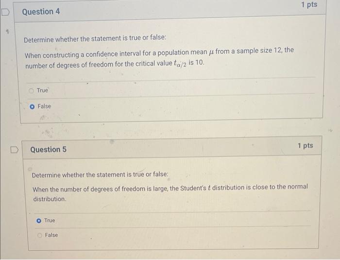 Solved 1 pts D Question 4 Determine whether the statement is | Chegg.com
