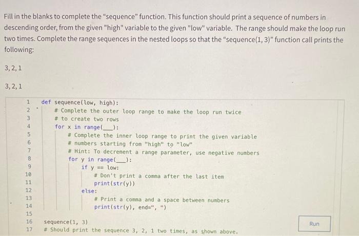 Solved Fill in the blanks to complete the "sequence" | Chegg.com
