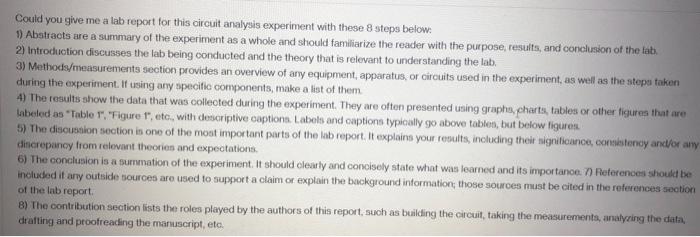 Solved Could you give me a lab report for this oircuit | Chegg.com