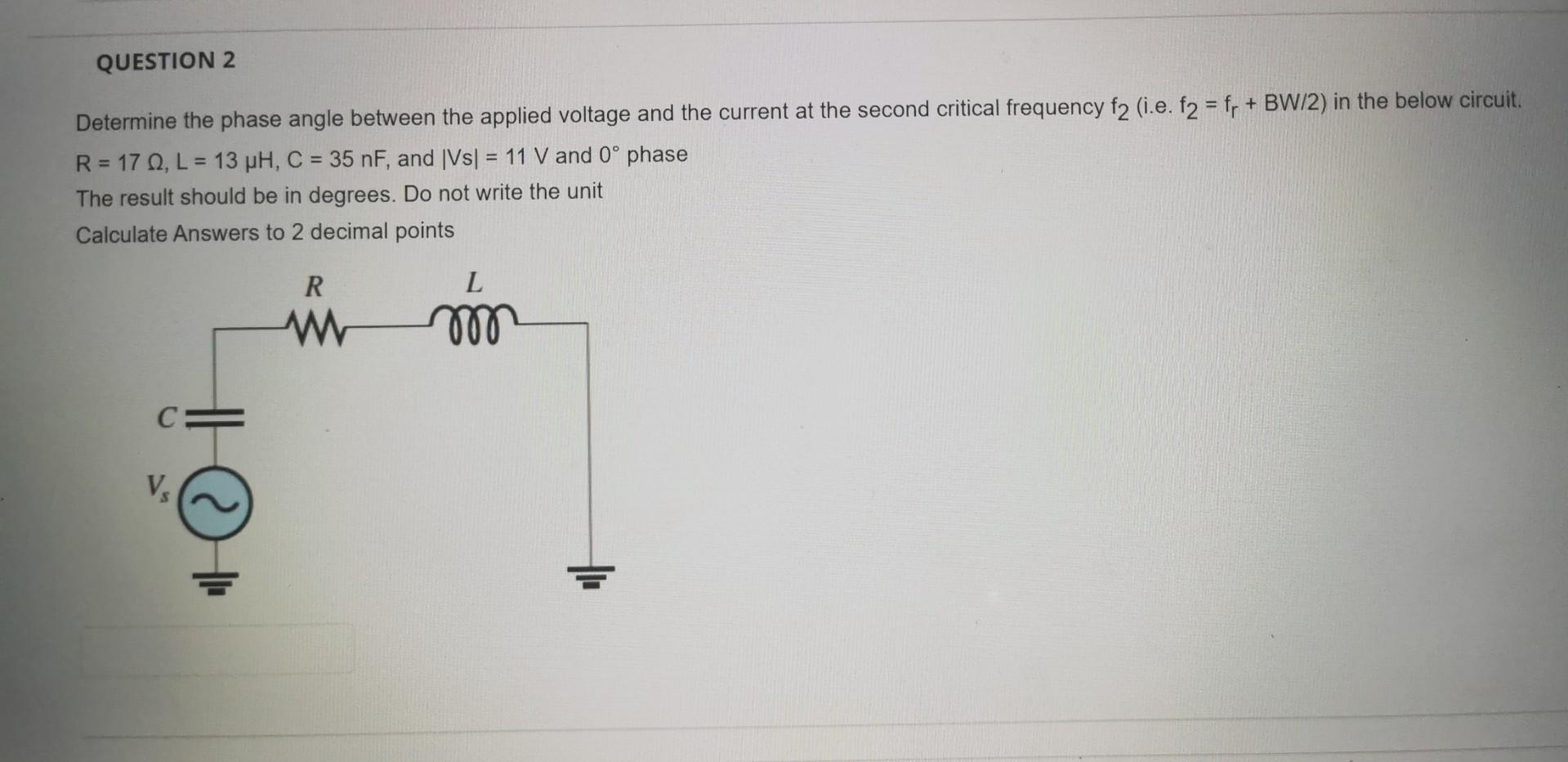 Solved Determine the phase angle between the applied voltage | Chegg.com