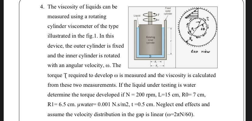 Solved The viscosity of liquids can be measured using a | Chegg.com
