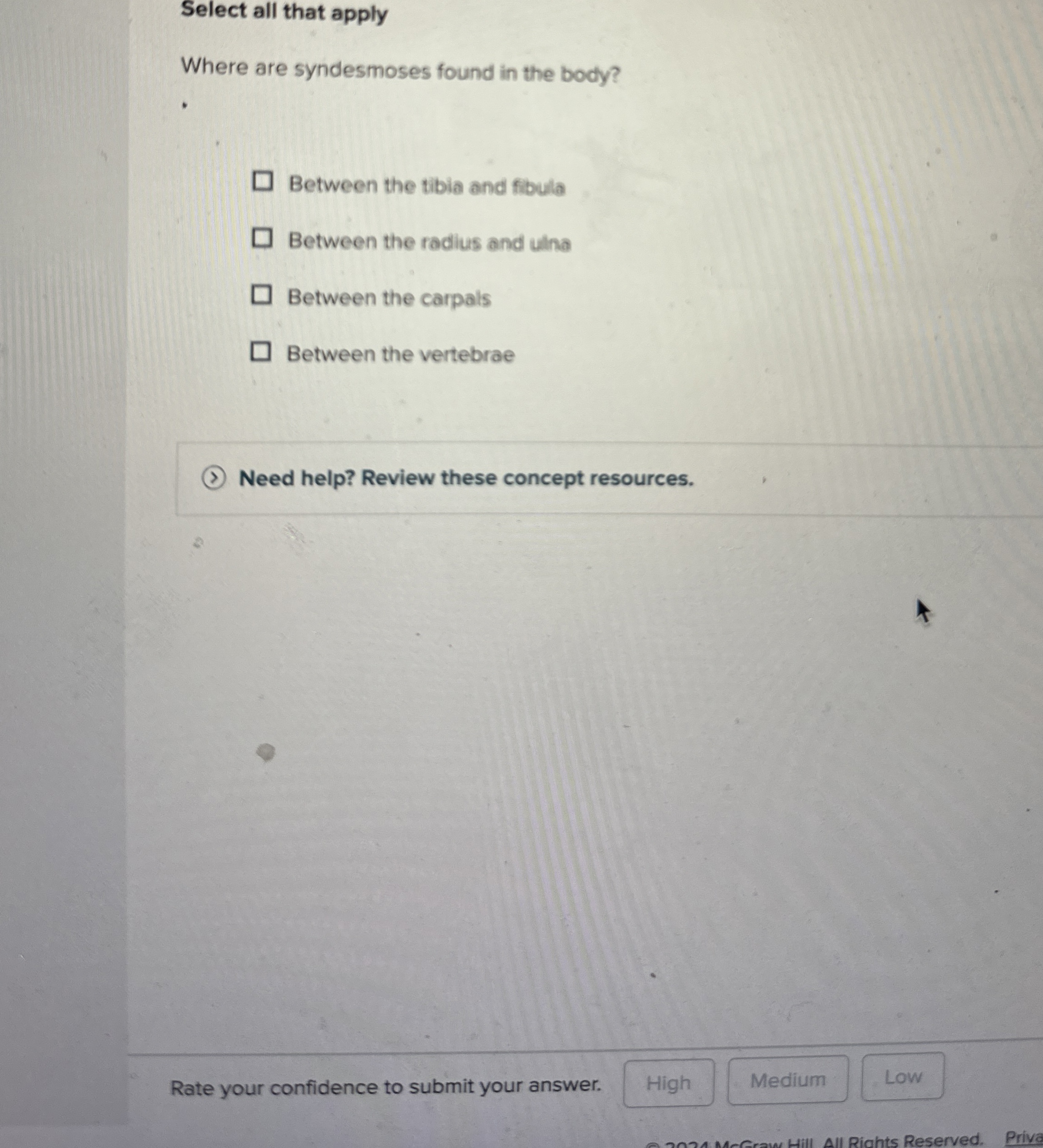 Solved Select all that applyWhere are syndesmoses found in