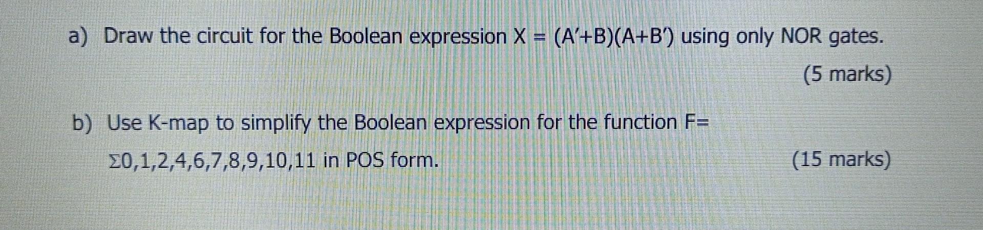 Solved A) Draw The Circuit For The Boolean Expression X = | Chegg.com