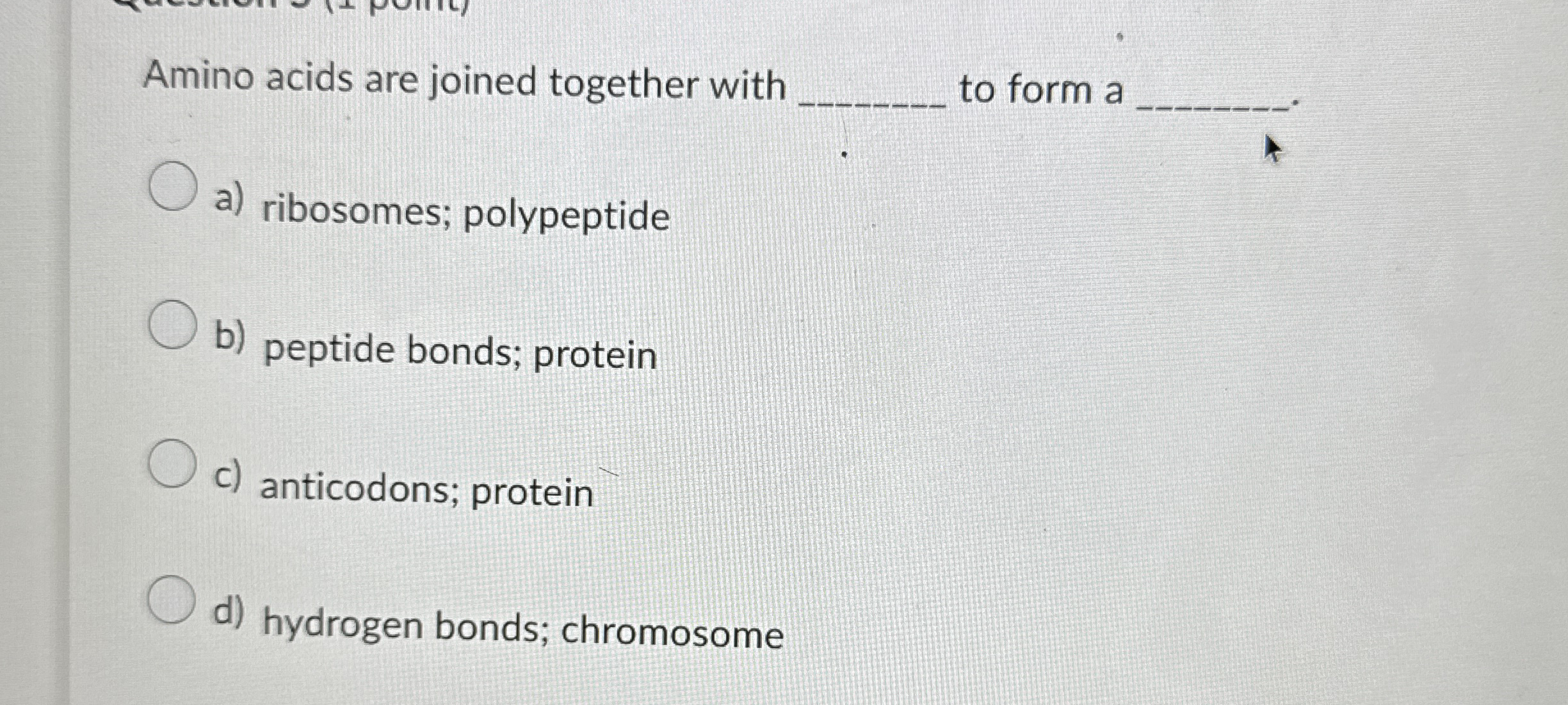 Solved Amino acids are joined together withto form aa)