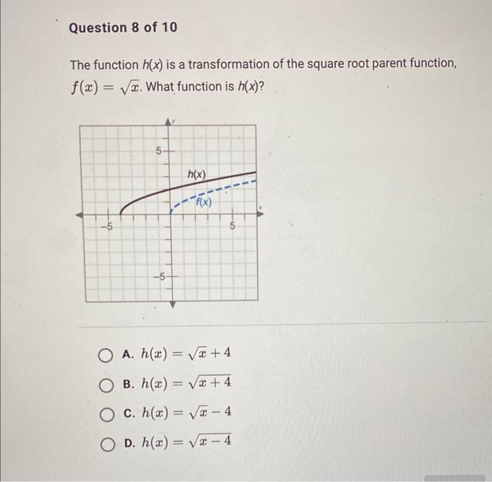 Solved Question 8 Of 10 The Function H x Is A Chegg