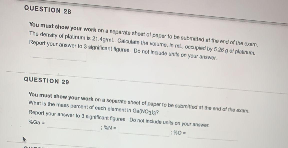 Solved QUESTION 28 You must show your work on a separate | Chegg.com