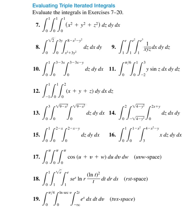 Solved Evaluating Triple Iterated Integrals Evaluate The | Chegg.com