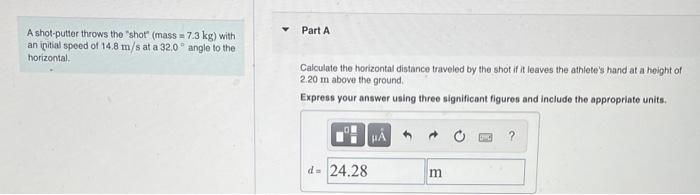Solved A shot-putier throws the 
