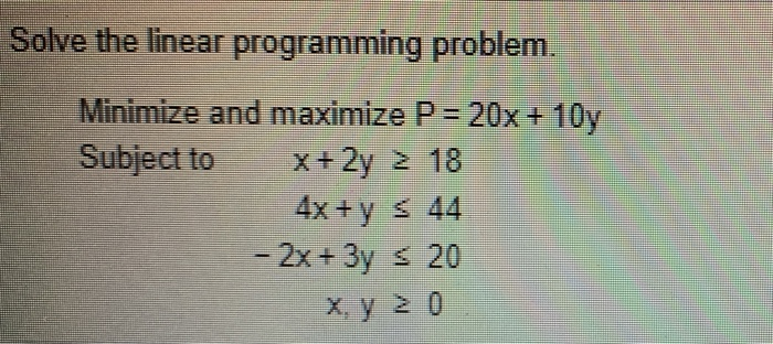 Solved Solve the linear programming problem. Minimize and | Chegg.com