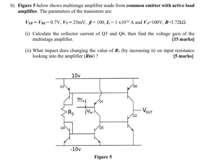 Solved B) Figure 5 Below Shows Multistage Amplifier Made | Chegg.com