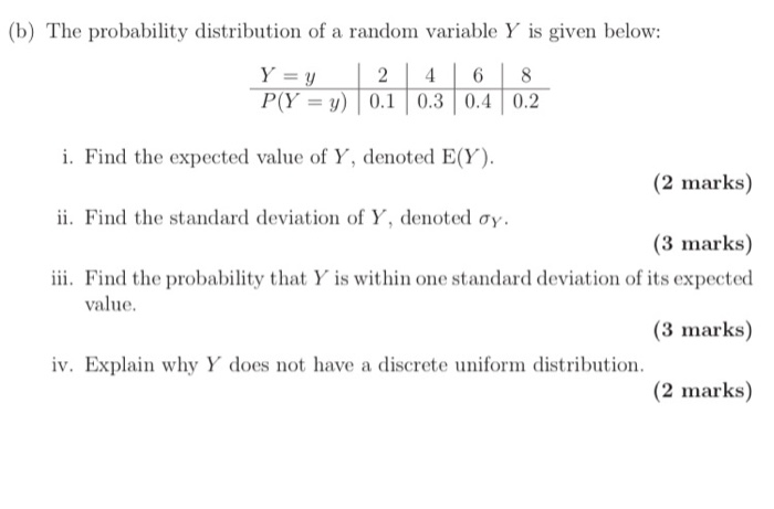 Solved B The Probability Distribution Of A Random Variable Chegg Com