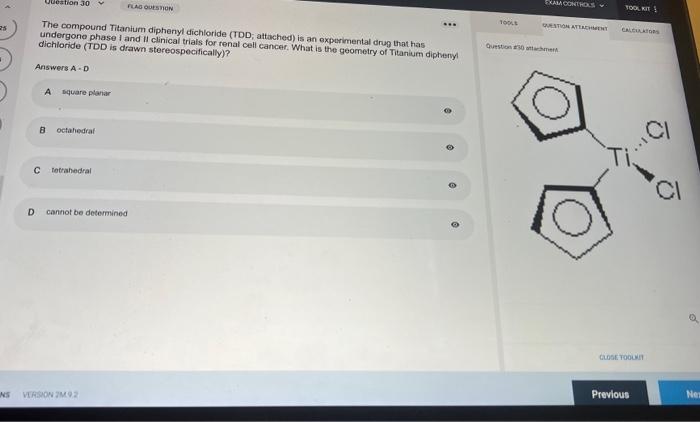 Solved The compound Titanium diphenyl dichloride (7DD; | Chegg.com