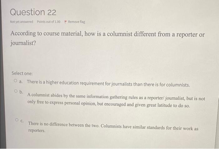 According to course material, how is a columnist | Chegg.com