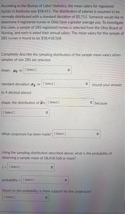 Solved According To The Bureau Of Labor Statistics, The Mean | Chegg.com